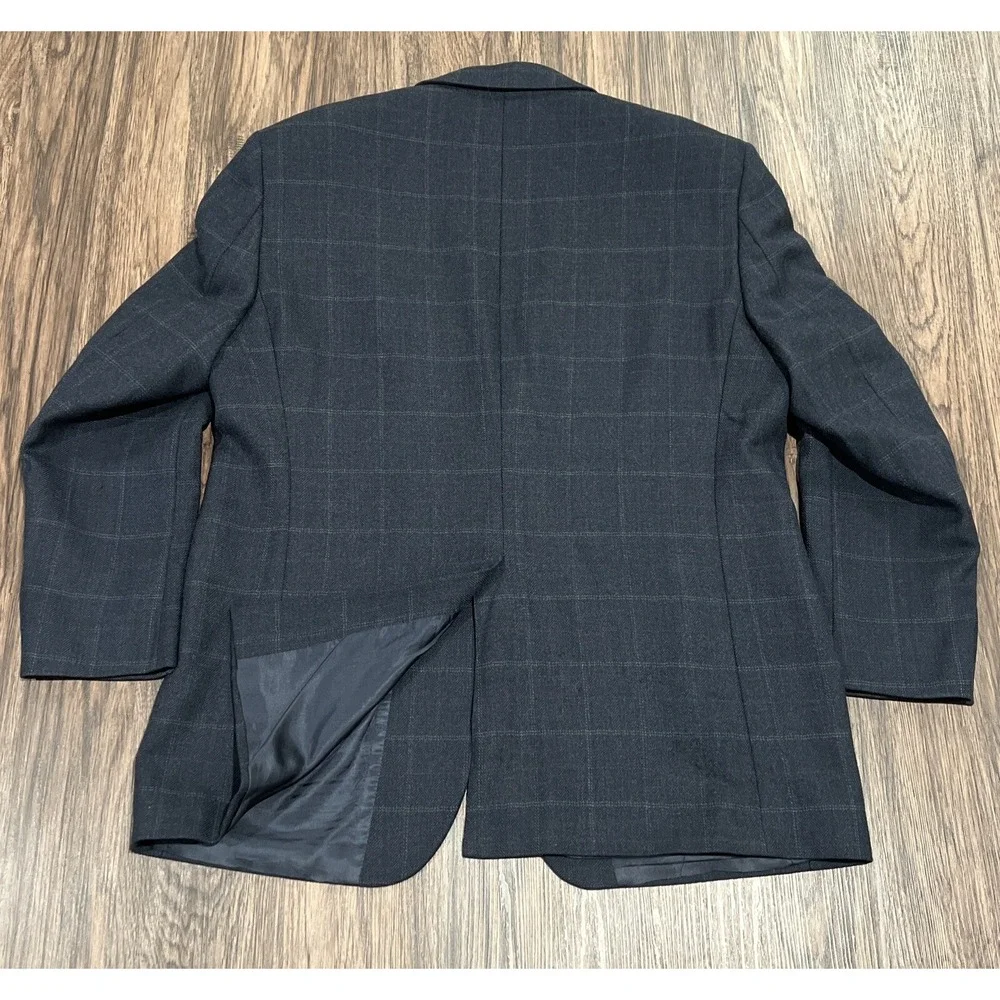 RALPH LAUREN Mens Blazer Sport Coat Two Button Jacket 46L Tartan Plaid Green